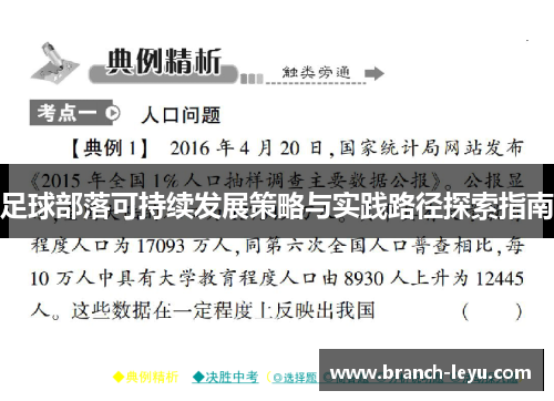 足球部落可持续发展策略与实践路径探索指南 足球部落可持续发展策略与实践路径探索指南